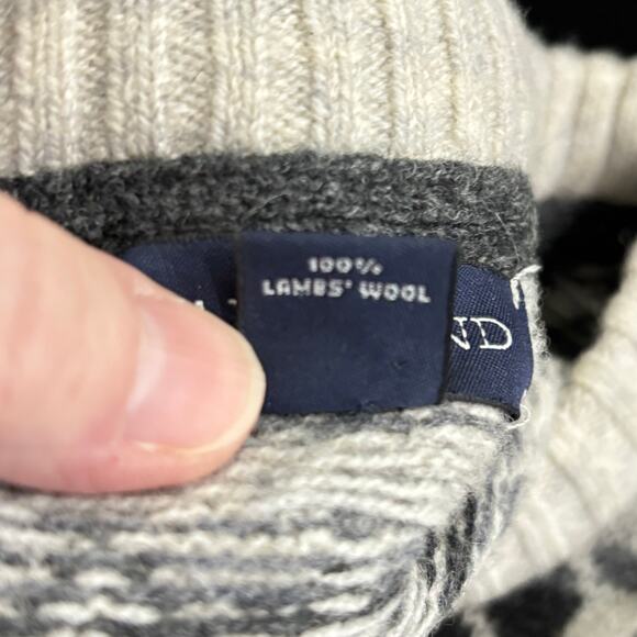 Lands' End 100% lambs wool pullover sweater size L gray tones Fair Isles style - Picture 4 of 7